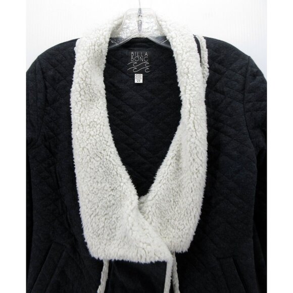 Billabong Jacket Small Wrap Open Cardigan Quilted Plush Fleece Sherpa - Picture 2 of 10